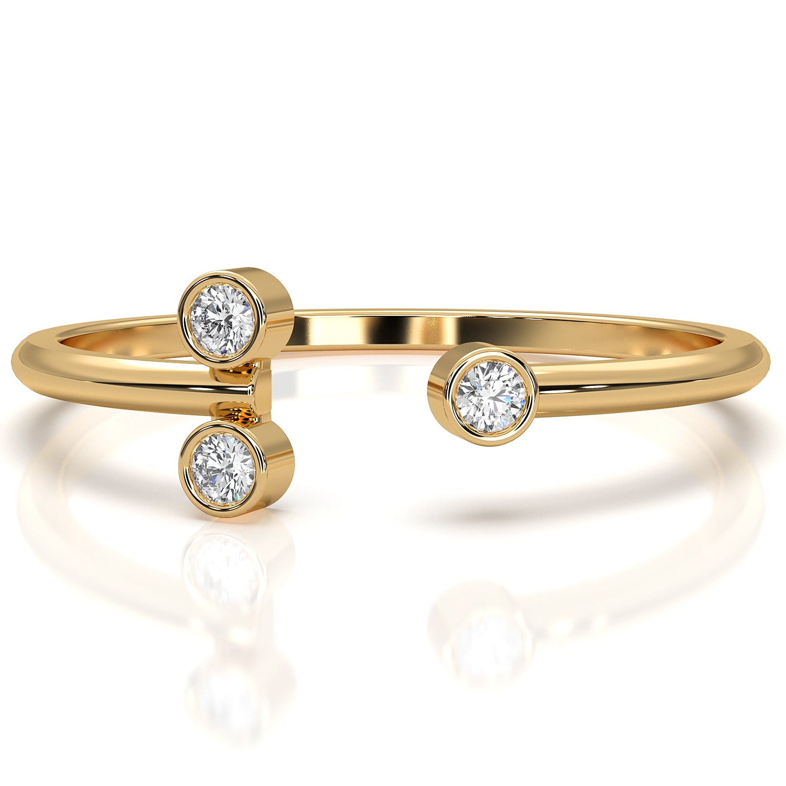 Alternating Open Cuff Round Lab Diamond Bezel Set Anniversary Ring 0.05ctw.